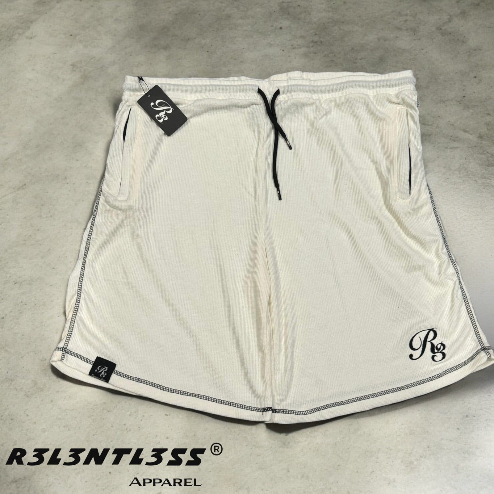 Chosen One Thermal Shorts White color with zipper pockets Front View