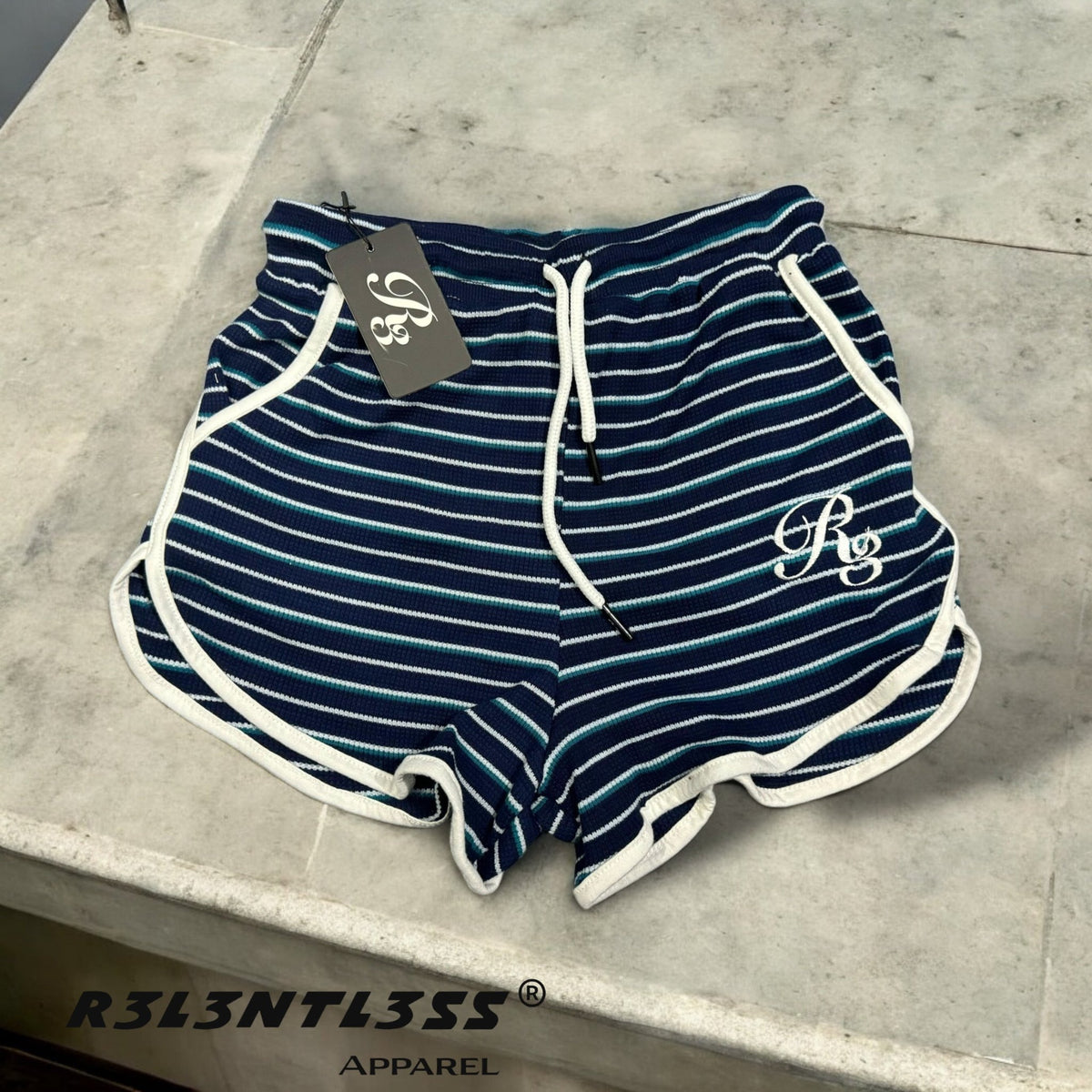 Women&#39;s Chosen One Thermal Yoga Shorts Blue Waves Color Front View