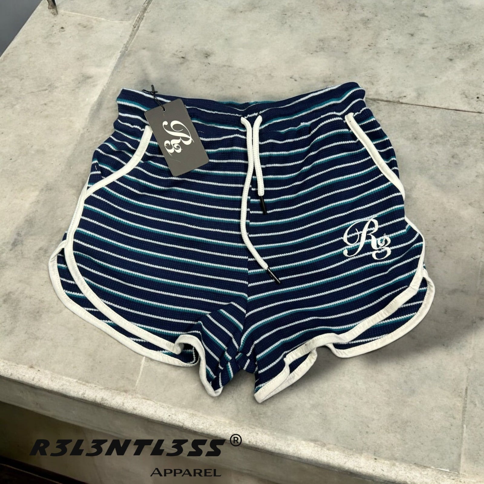 Women's Chosen One Thermal Yoga Shorts Blue Waves Color Front View