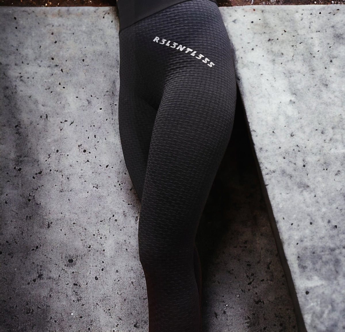 Lady Wearing Women’s Scrunch Butt Leggings textured Black Color