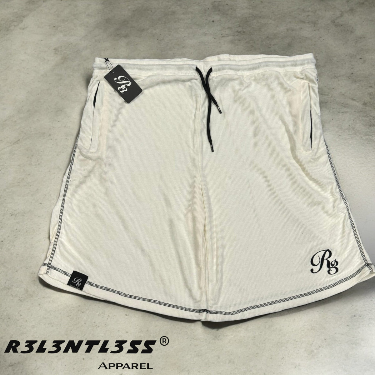 Chosen One Thermal Shorts White color with zipper pockets Front View