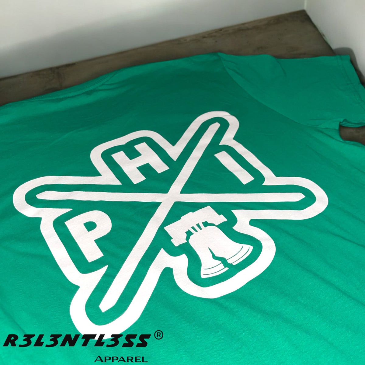 Back Side View Bleedin' Kelly Green Philadelphia eagles T-Shirt