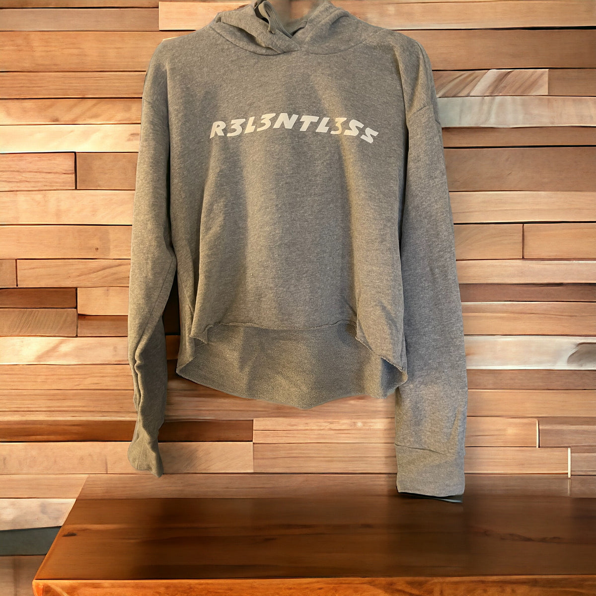 Women’s Crop Hoodie Heather Grey Color Front View