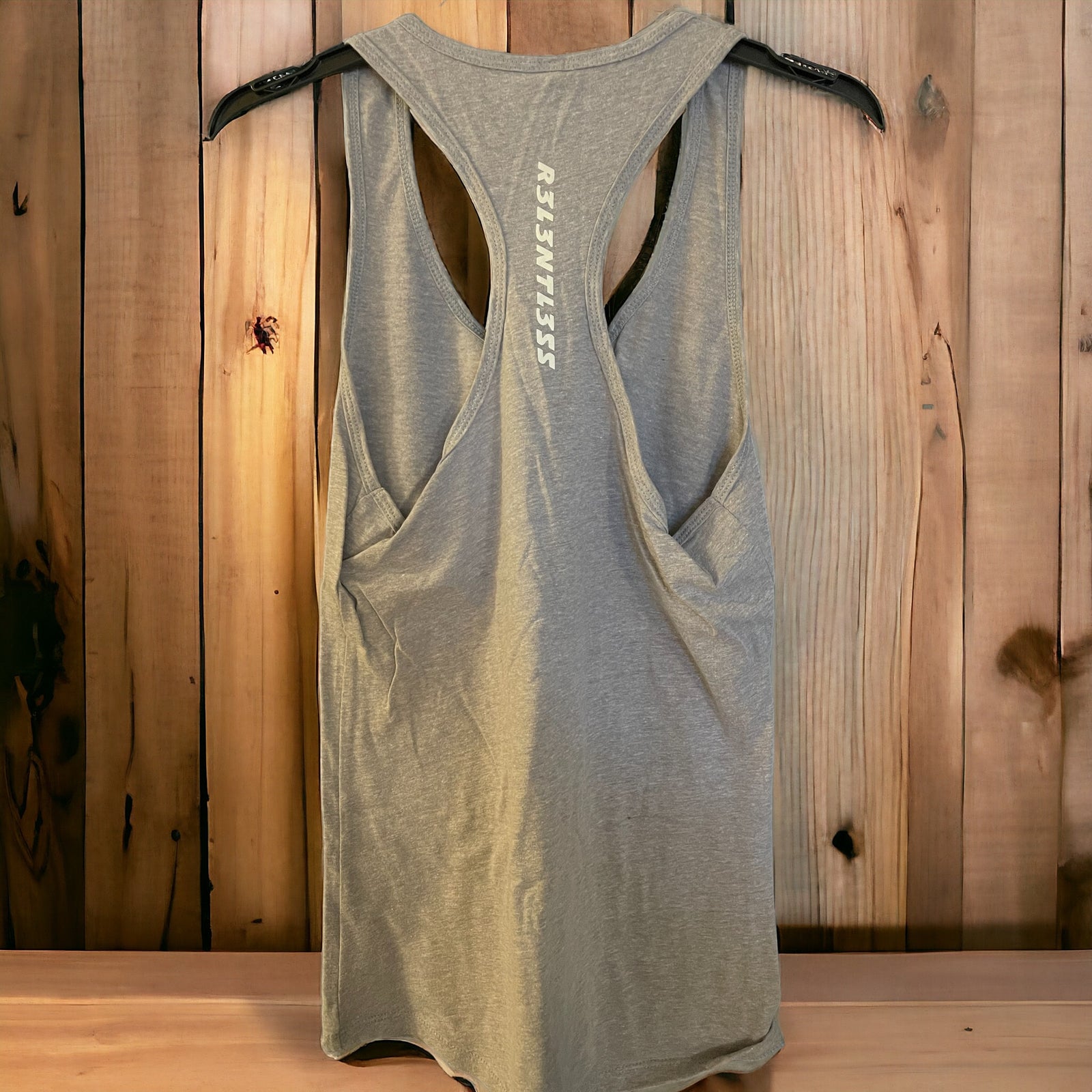 Women’s Racerback Tank Top Heather Grey Color Back View