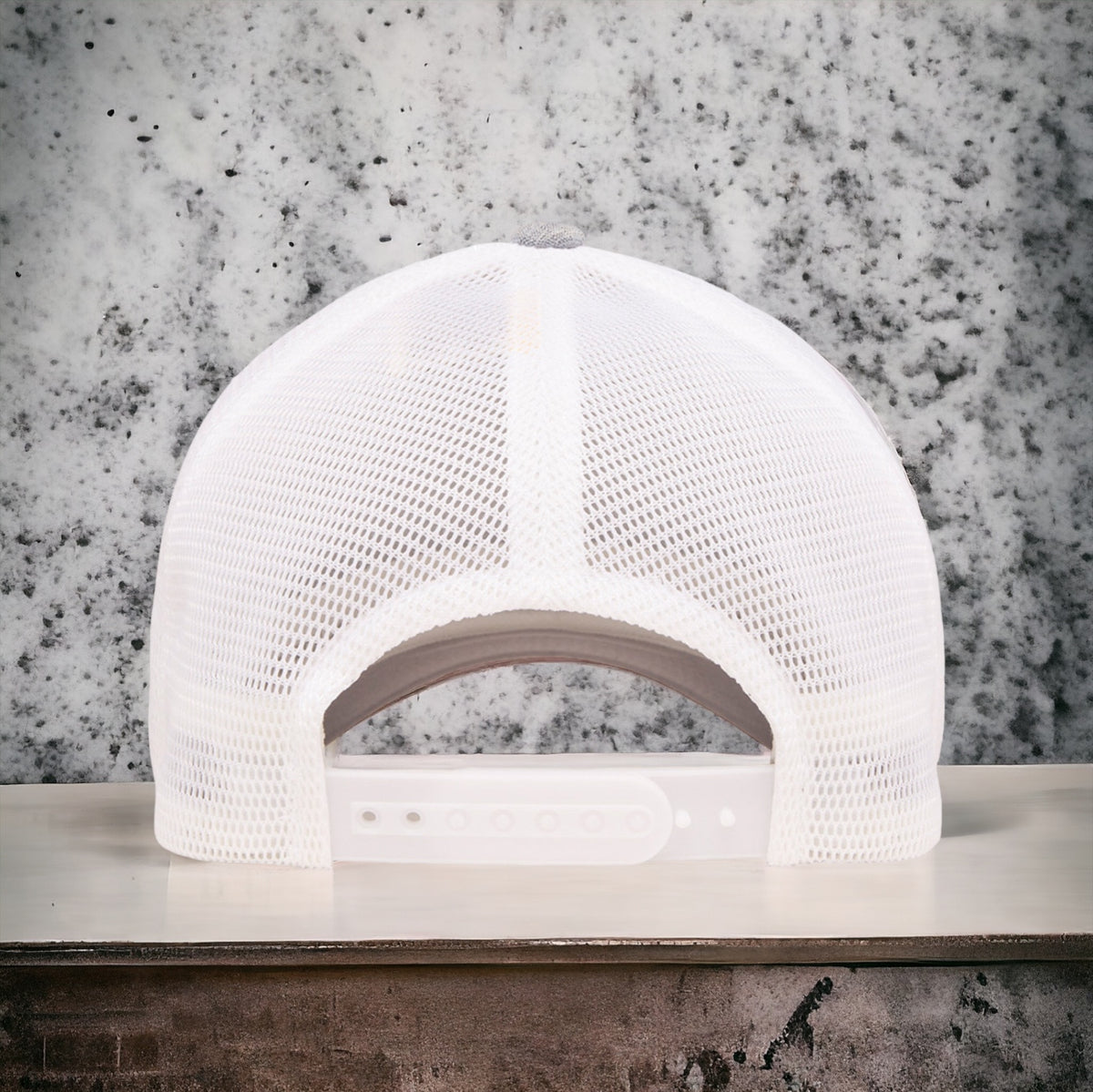 R3 Adjustable AirMesh Hats Melange Silver and White Back View