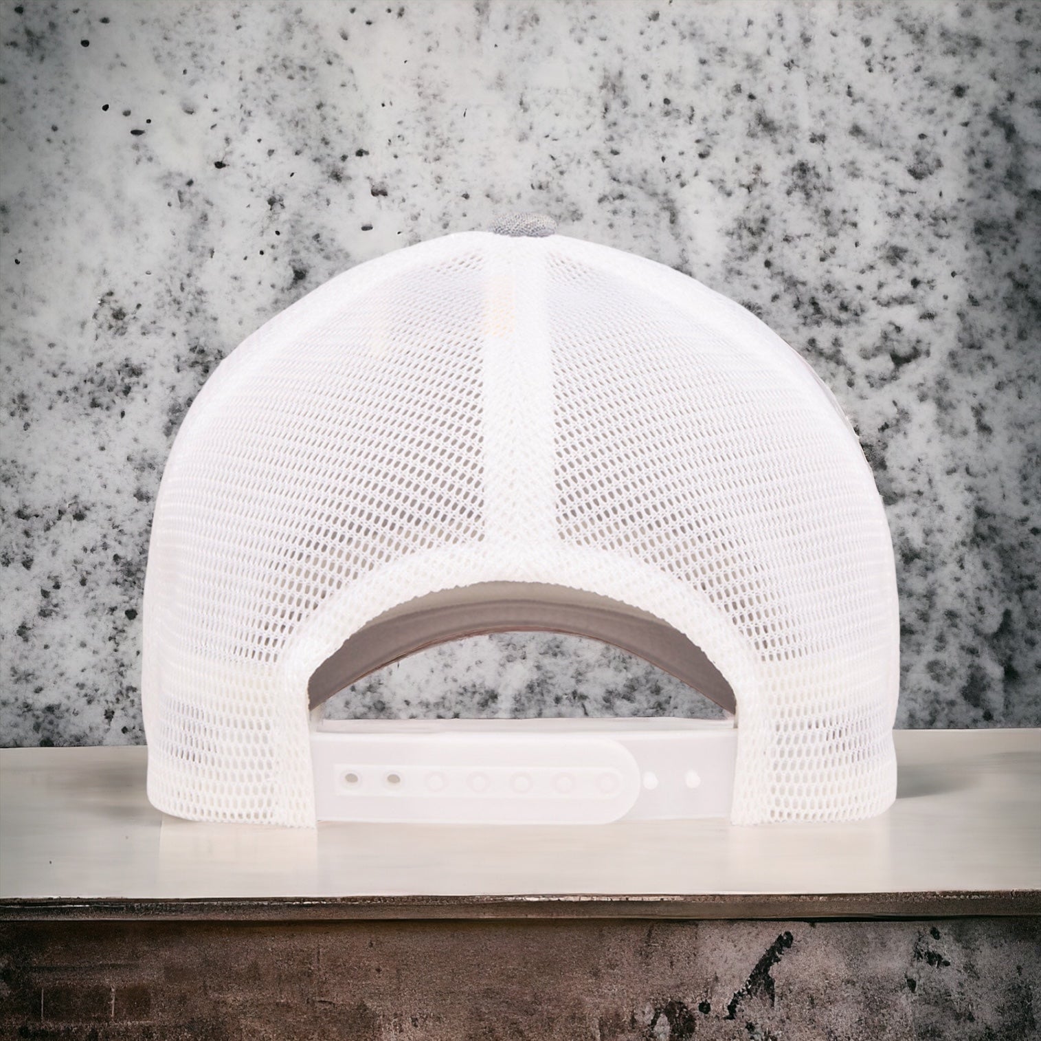 R3 Adjustable AirMesh Hats Melange Silver and White Back View