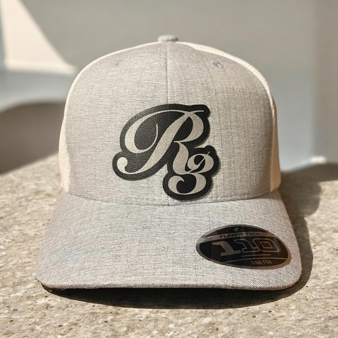 R3 Adjustable AirMesh Hats melange silver and white front view