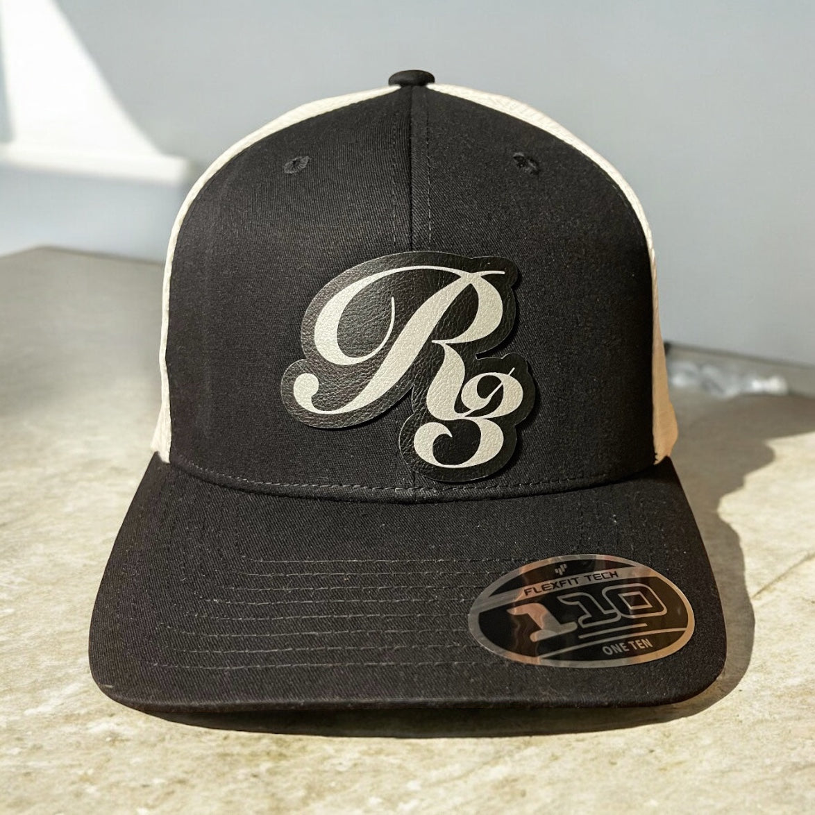 R3 Adjustable AirMesh Hats Black and White Front View