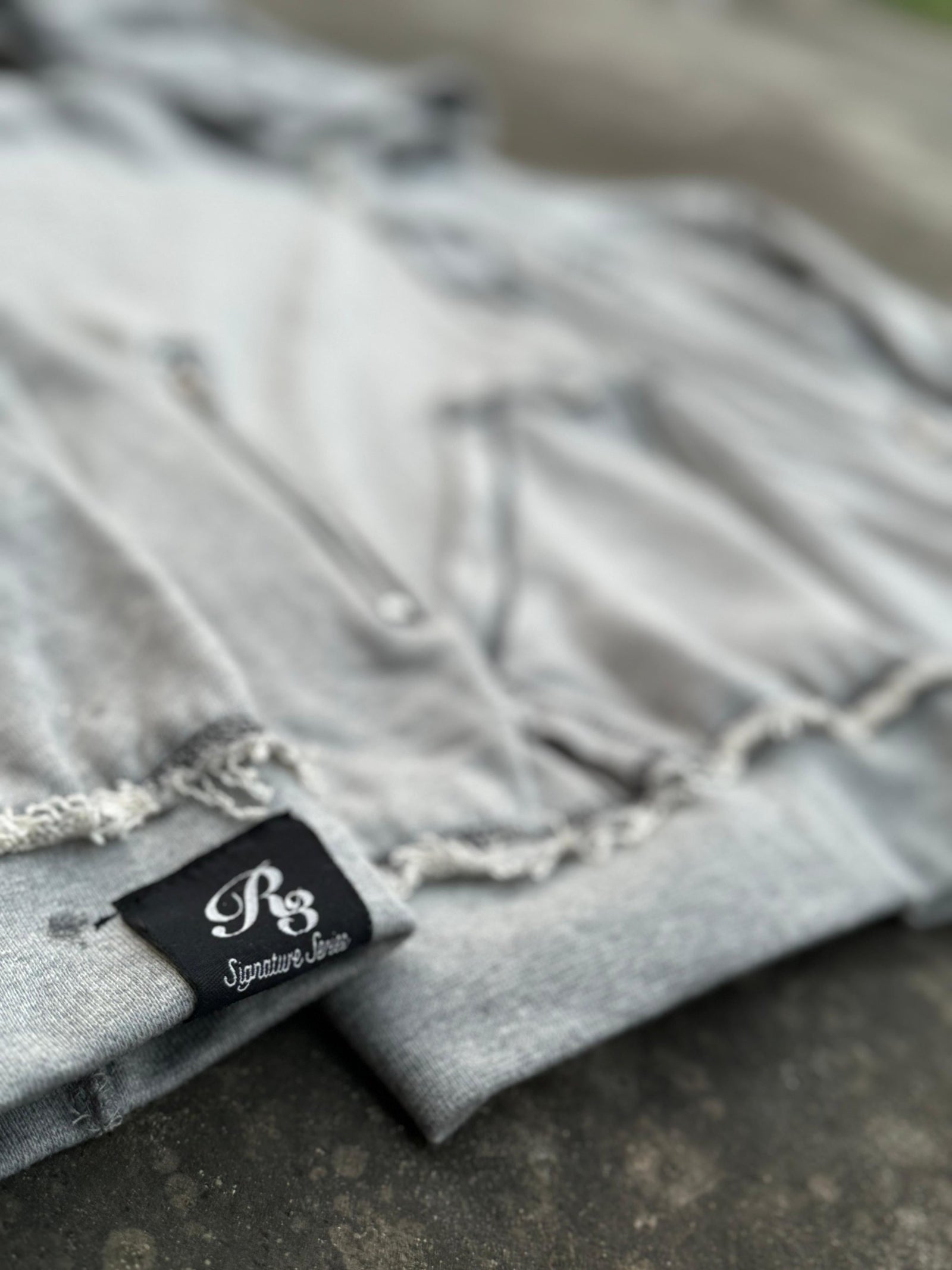 Viper Rough Stitch Full Zip-Up Hoodie Grey Color With logo tag shown on sleeve front view