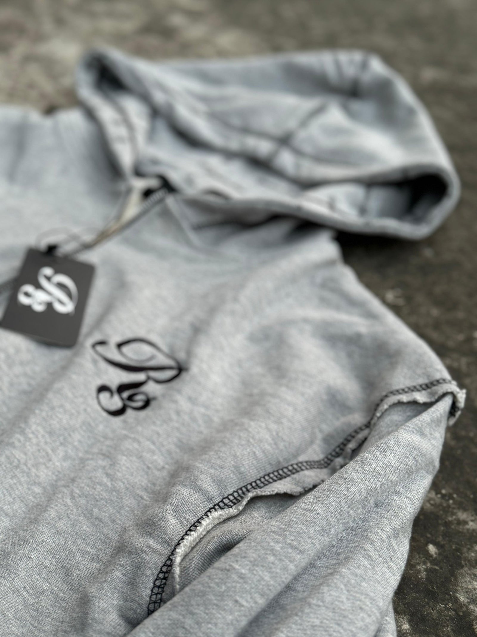 Viper Rough Stitch Full Zip-Up Hoodie Grey Color Displaying embroidered R3 Logo on left front